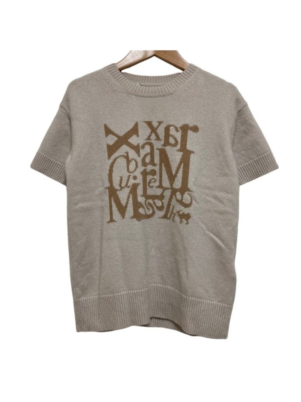 Max Mara 'S Felicia Wool Cashmere Short Sleeve Knit Sweater Beige XS